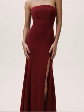 bhldn hayden strapless stretch crepe midi dress Bhldn Hayden Strapless Stretch Crepe Midi Dress In Blue